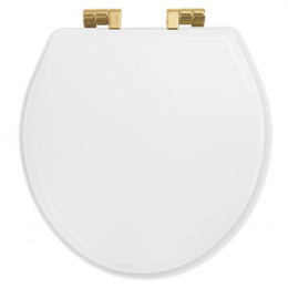Imperial Bathrooms Astoria Deco Windsor Soft Close Toilet Seat & Cover White With Brushed Brass Hinges XT50000610NSB