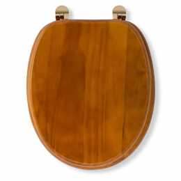 Croydex Antique Pine Effect Standard Close Solid Wood Toilet Seat & Cover With Brass Hinges WL515002