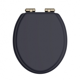 Heritage Bathrooms Soft Close Quick Release Toilet Seat & Cover Maritime Blue With Vintage Gold Hinges TSMID100SC