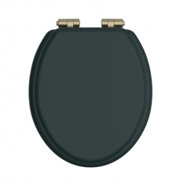 Heritage Bathrooms Soft Close Quick Release Toilet Seat & Cover Classic Green With Brushed Brass Hinges TSCLG104SC