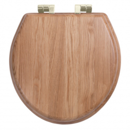Imperial Bathrooms Astoria Deco Windsor Soft Close Toilet Seat & Cover Natural Oak With Brushed Nickel Hinges XT50000520NSB